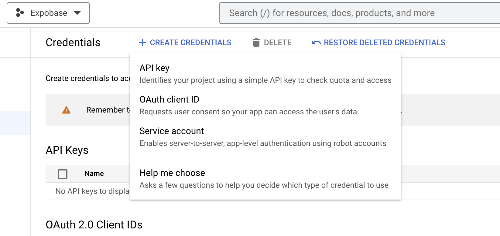 Where to find Google OAuth creation